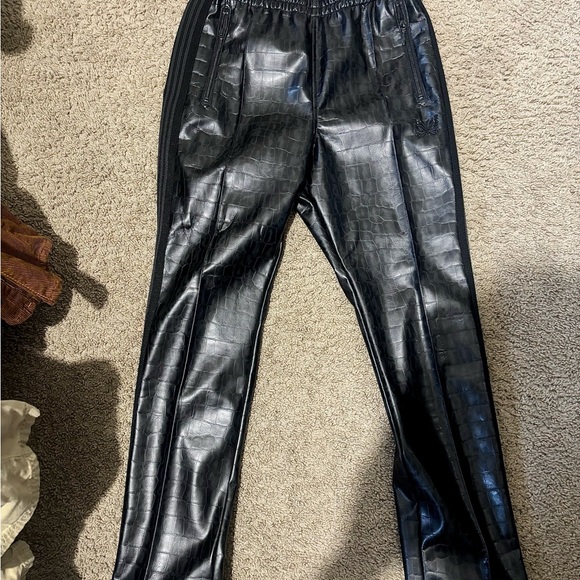 Needles Black Faux Leather Joggers